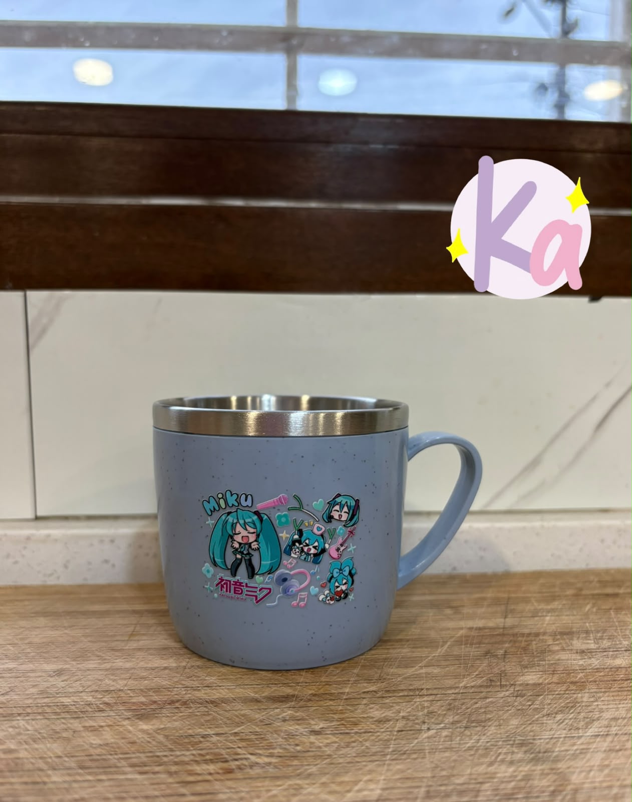 Taza Hatsune Miku Acero Inoxidable Celeste